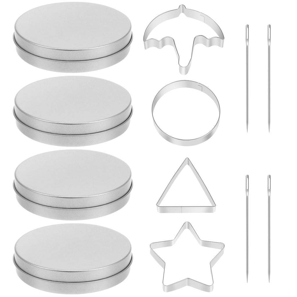 PRETYZOOM Set of 12 Korean Sugar Candy Making Tools, Dal-gona Stainless Steel Cookie Cutters Game Kit Mold with Umbrella, Triangle, Star Round Biscuit Mold for Christmas, Valentine's Party Kits