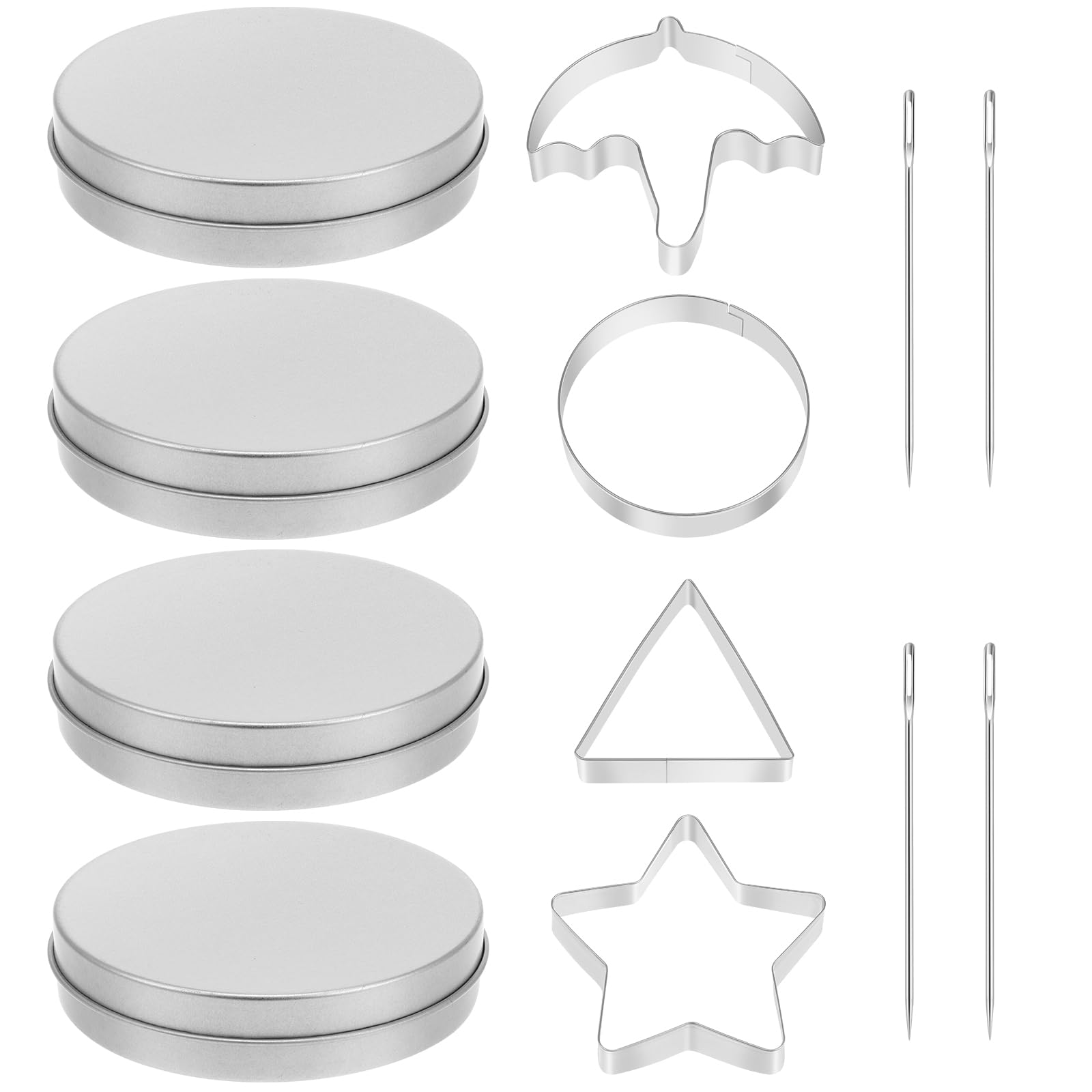 PRETYZOOM Set of 12 Korean Sugar Candy Making Tools, Dal-gona Stainless Steel Cookie Cutters Game Kit Mold with Umbrella, Triangle, Star Round Biscuit Mold for Christmas, Valentine's Party Kits