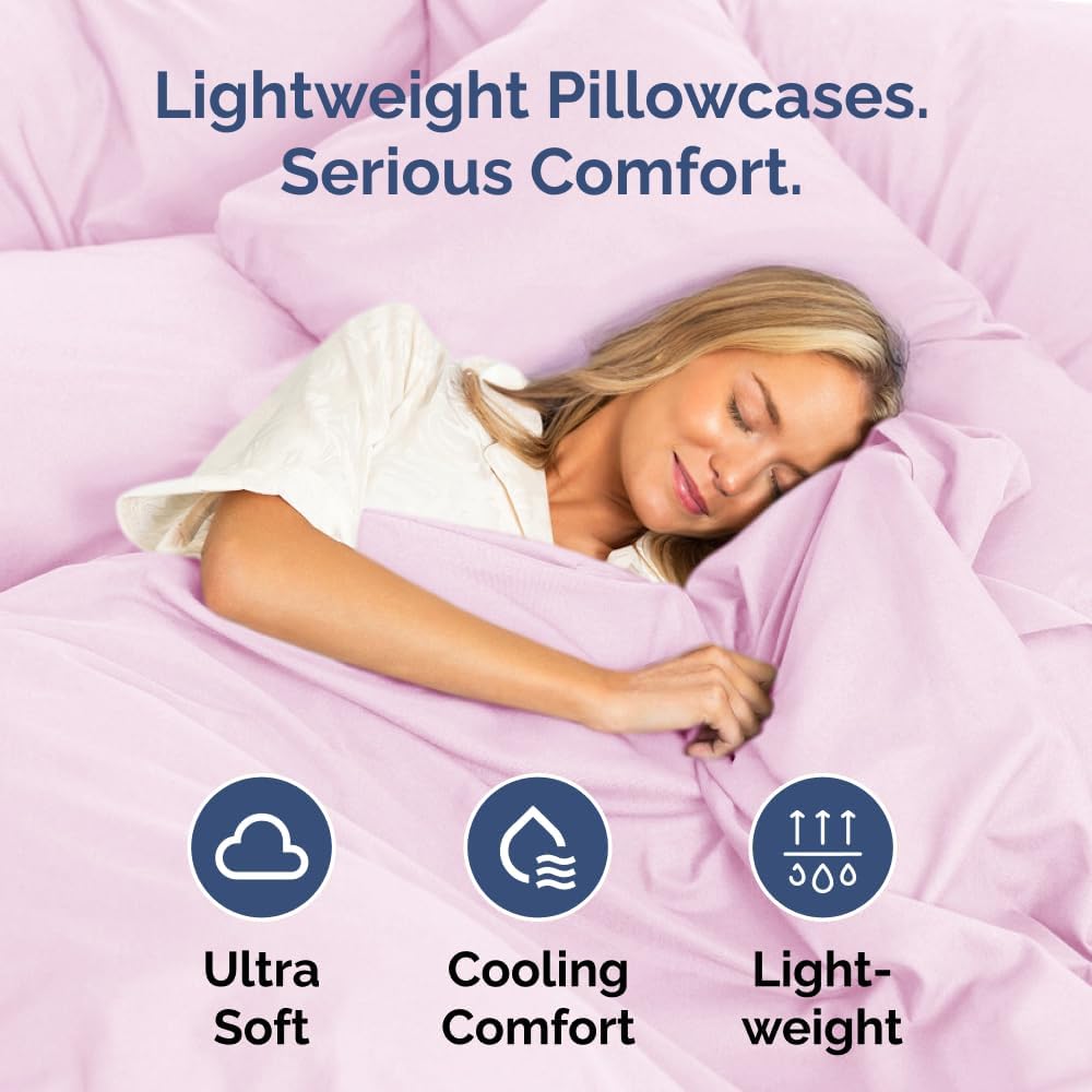 Queen Pillow Cases by [Brand Name] - Ultra Soft Hotel Quality Covers | Cozy, Wrinkle-Free & Fade Resistant - Light Pink, Set of 4