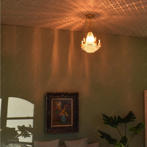 iLAND Miniature Dollhouse Lights - Classic Candle Chandelier with Plug | 1/12 Scale Accessories