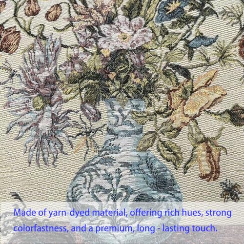 Jacquard Woven Floral Pillow Cover 18x18 | Vintage Tapestry Cushion for Sofa & Bed