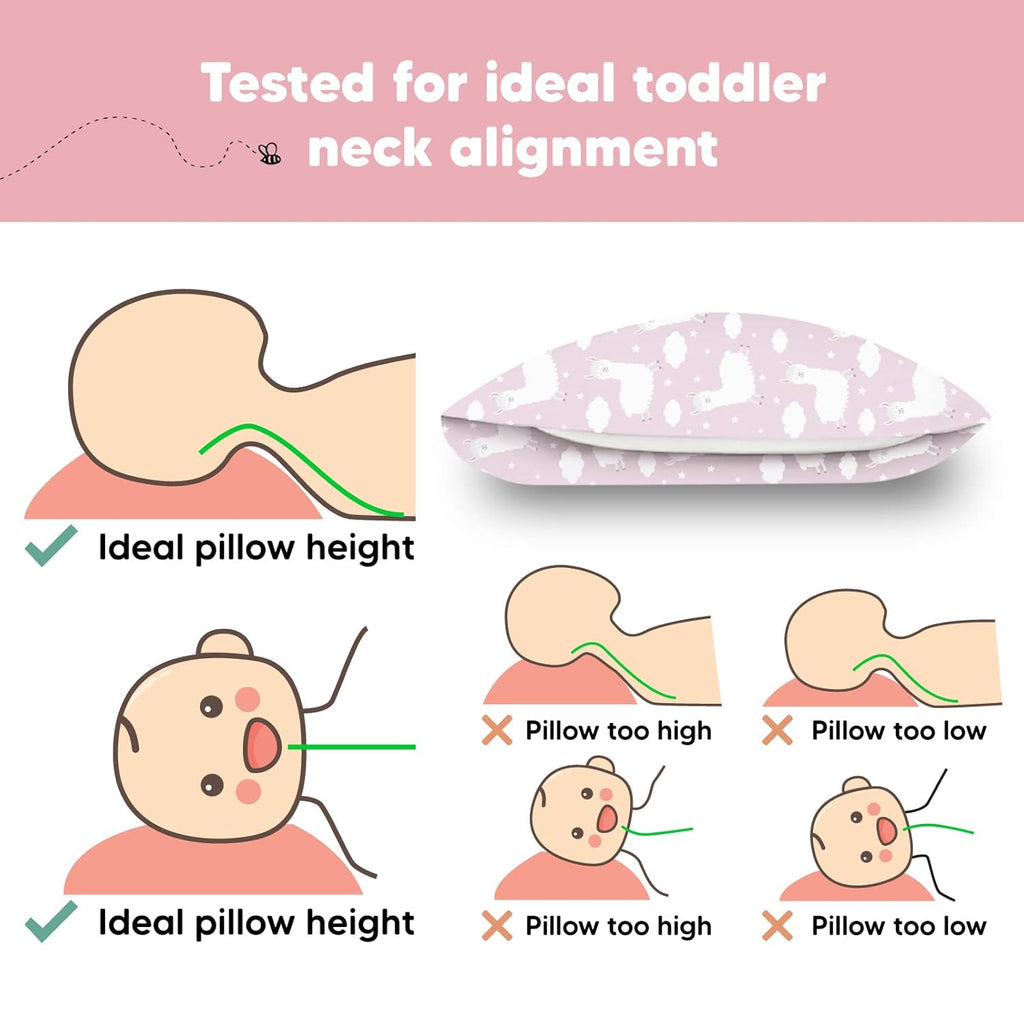 My Little Dreamy Toddler Pillow - 13x18 Organic Cotton Travel Pillowcase | Soft, Breathable & Machine Washable for Ages 2-5 (Alpacas)