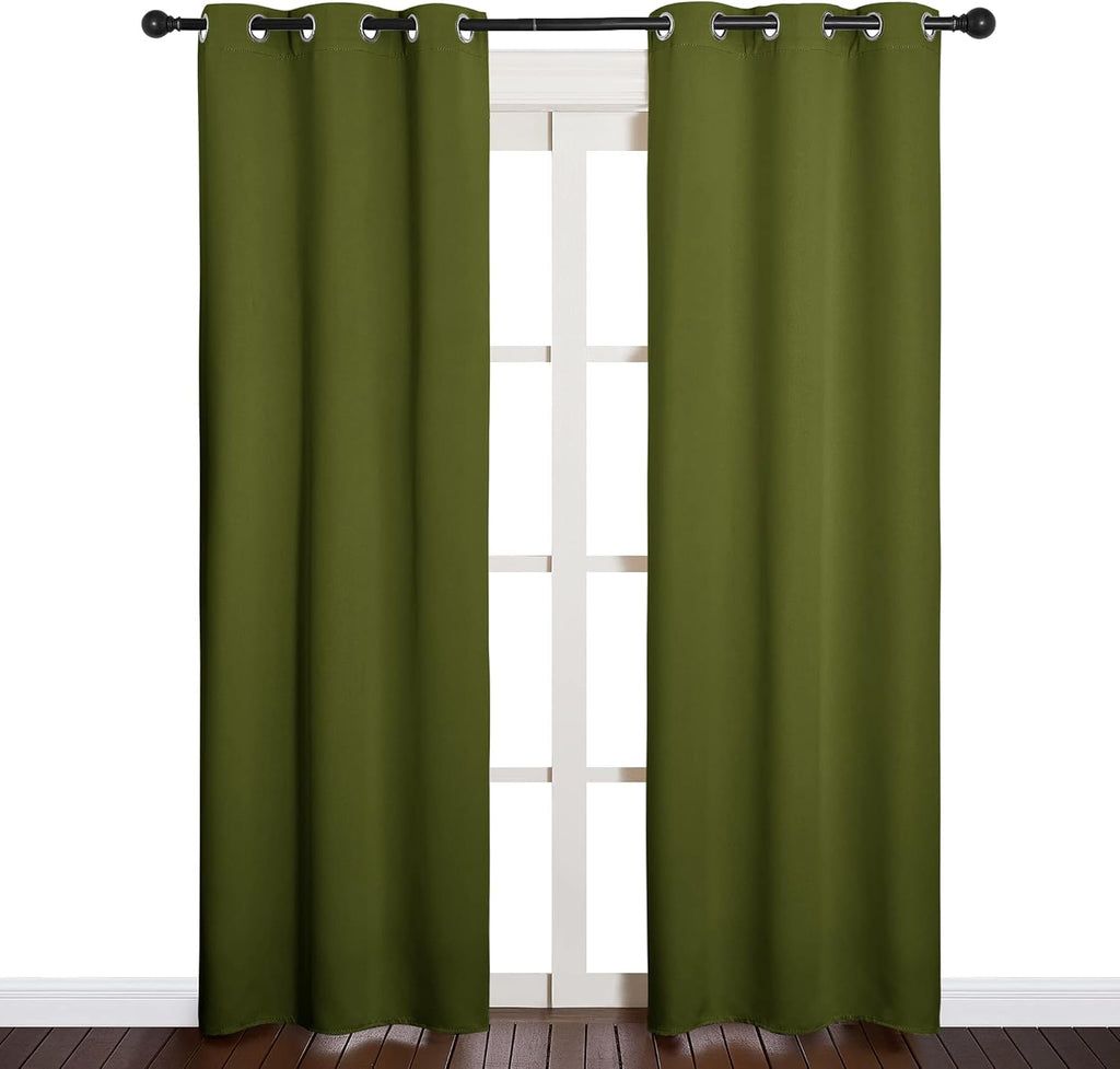NICETOWN Blackout Curtain Panels - Thermal Insulated Drapes for Christmas | Olive Green, 34x84 Inches (One Pair)