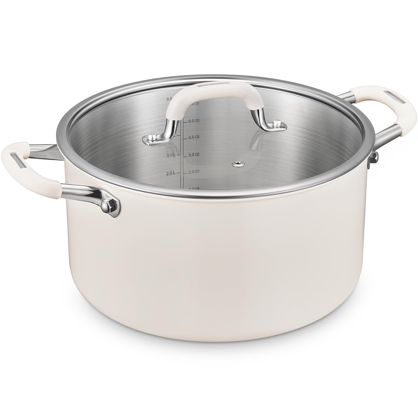 10 Quart Nonstick Stock Pot with Lid, BEZIA Fully-Clad 3-Ply Stainless Steel Pots, Induction Soup Pot with Lid, Kitchen Cooking Pots with Silicone Handle, for All Cooktops, Free of PTFE/PFOA/PFOS