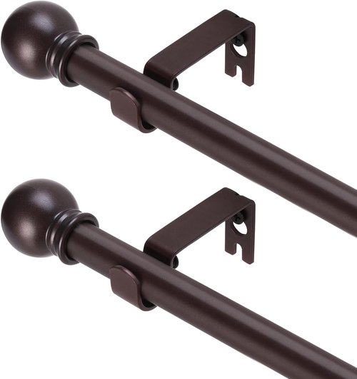 GXOACKJ Heavy-Duty Metal Curtain Rods - 2 Pack Brown, 66 to 120 Inch with Brackets