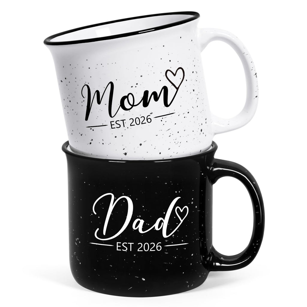 Maustic Mom and Dad Mugs, New Parents Gifts for Couples, New Mom and Dad Est 2026 Gifts for Expecting First Time Parents, 15 Oz