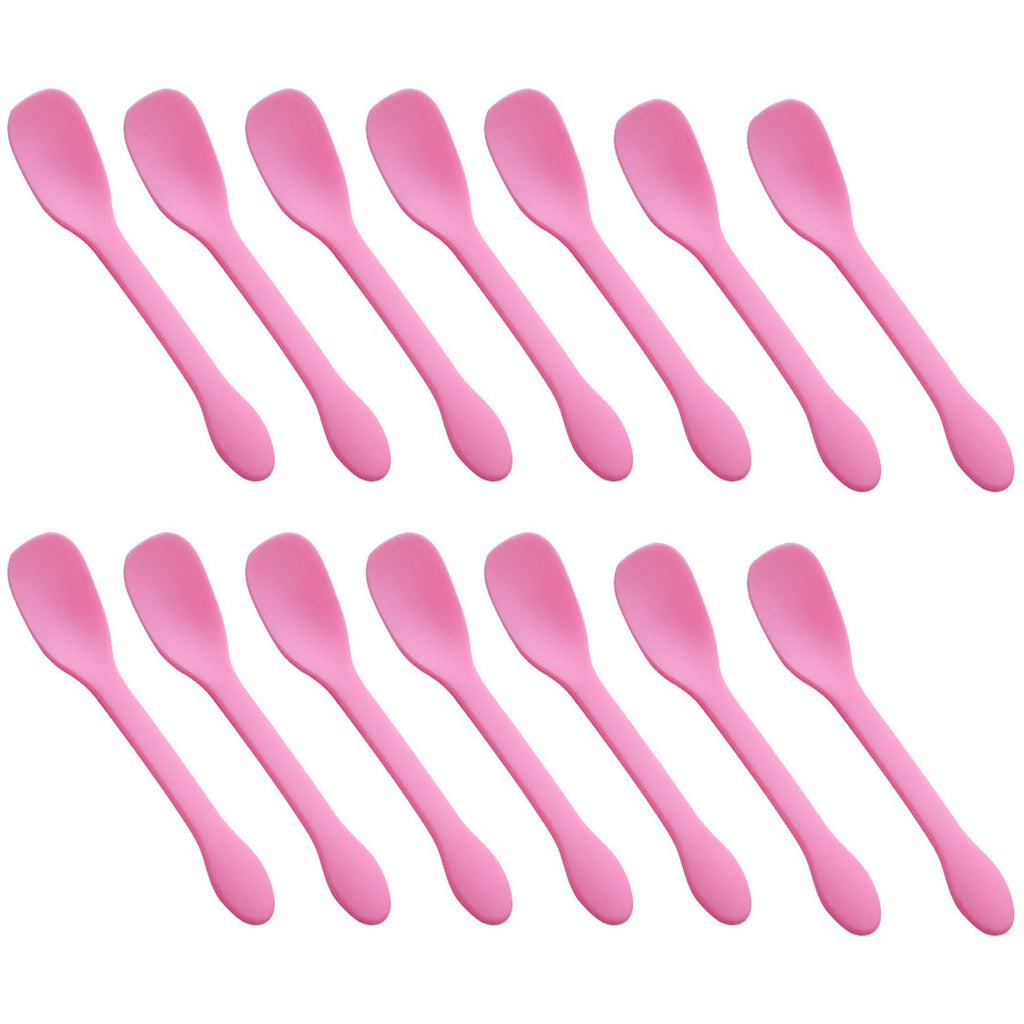 100 PCS Mini Plastic Spoons, Disposable Ice Cream Dessert Tasting Spoons, Suitable for Cake Jelly Pie Yogurt (Pink)