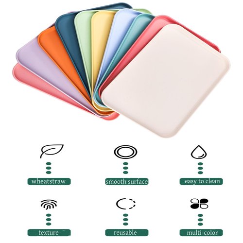 Lyellfe 10 Pack Plastic Art Trays, Stackable Activity Crafts Organizer Tray, 12 x 8.6 Inch Fast Food Cafeteria Serving Platter for DIY Projects, Painting, Beads