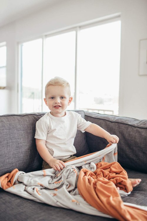 Copper Pearl Large Premium Knit Baby 3 Layer Stretchy Quilt Blanket Copper