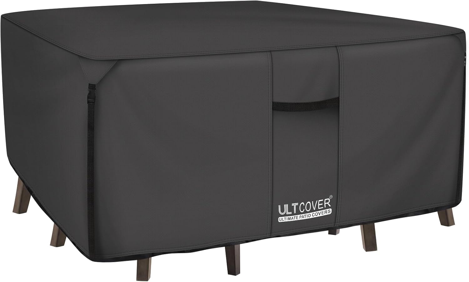ULTCOVER Heavy Duty Square Patio Table and Chair Cover - Waterproof 62 Inch, Black Canvas
