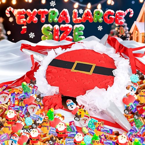 Large Santa Claus Star Piñata for Christmas Party – Includes Bat Mask Rope