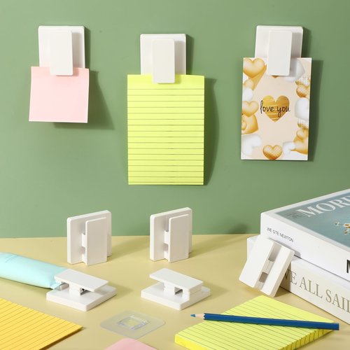 Briwooody 8 Pcs Large Self Adhesive Clips Wall Tapestry Clips No Drilling Towel Holder Adjustable Spring 15 mm Flag Hanger for Bathroom Kitchen Home Office Hotel(White,Rectangle Style)
