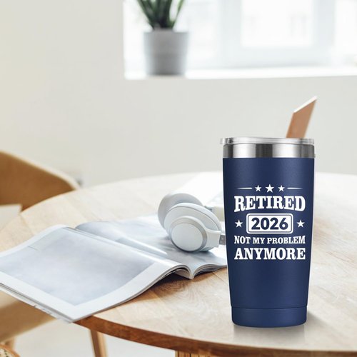 MASGALACC Retirement Gifts for Men & Women 2026 – 20oz Navy Blue Tumbler – Funny Retired Gift for Coworkers, Friends – Happy Retirement Party Decorations & Supplies