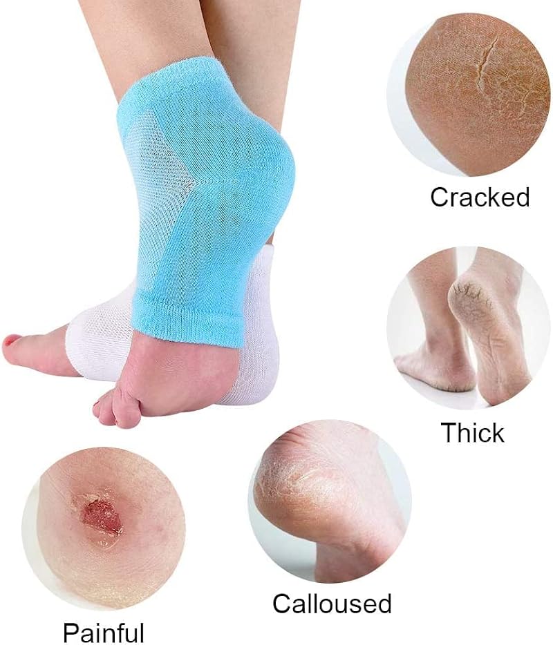 CGBOOM Hydrating Gel Heel Socks for Dry Cracked Heels 4Pcs