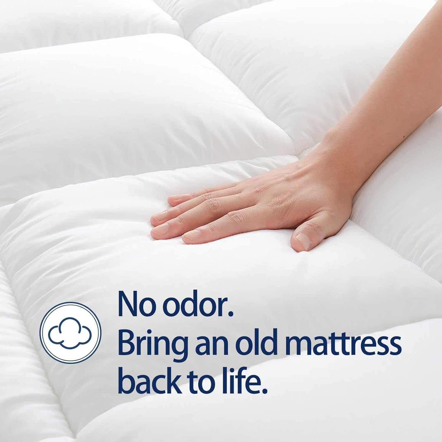 Regine Switzerland Queen Mattress Topper - Extra Thick Plush Pillow Top for Back Pain Relief - White