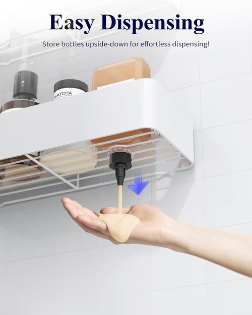 Kitsure Shower Caddy - Rustproof Adhesive Organizer | 2 Pack Large Metal Shelves, No-Drill, White