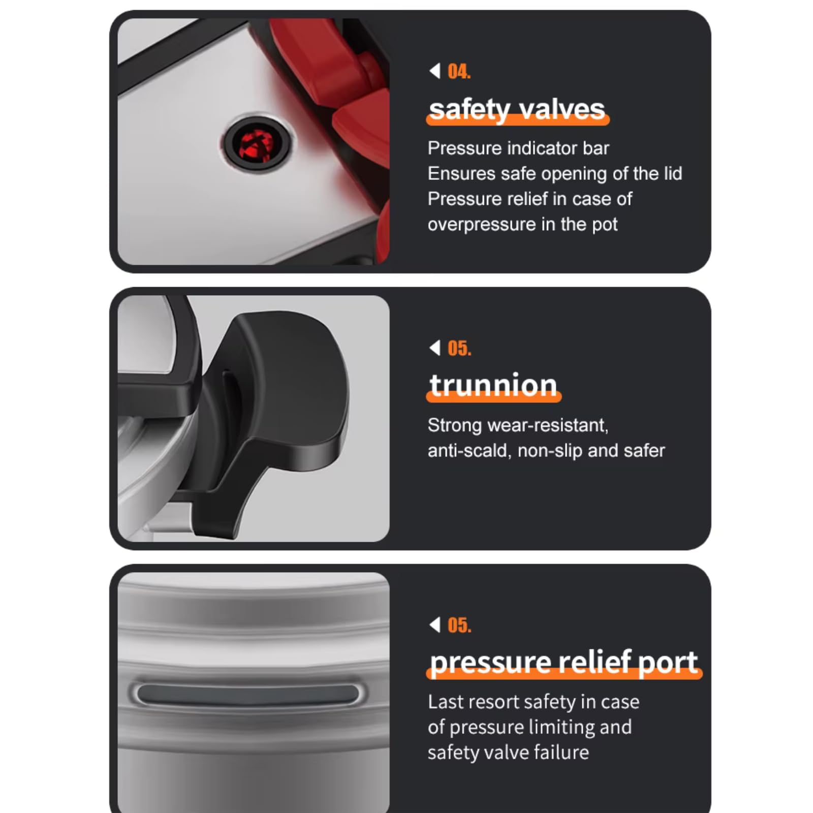 Stovetop 304 Stainless Steel Pressure Cooker, One-hand Easy Handle Lid, 3 PSI Setting, 6 Safety Systems, Dishwasher Safe, Olla de Presion, Works for All Cooktops (6.9 QT)