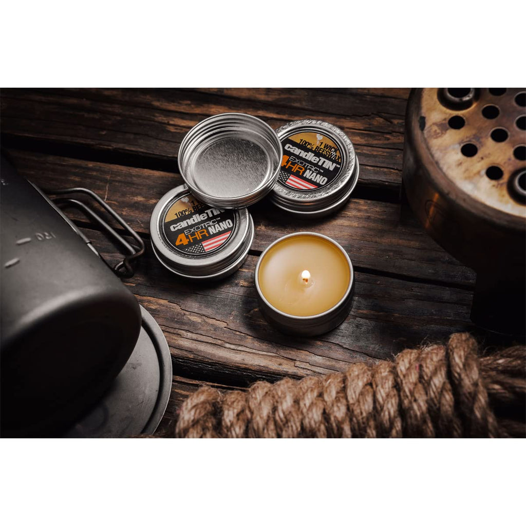 Exotac candleTIN Nano Emergency Beeswax Tealight Candle, Pack of 3