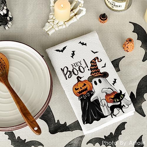 Ghost Cat Halloween Kitchen Towels Set of 2 - 18x26 Inches