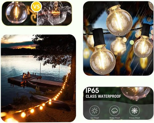 Lampat G40 Globe String Lights - 25 LED Bulbs, 25Ft Length for Indoor/Outdoor Commercial Decor
