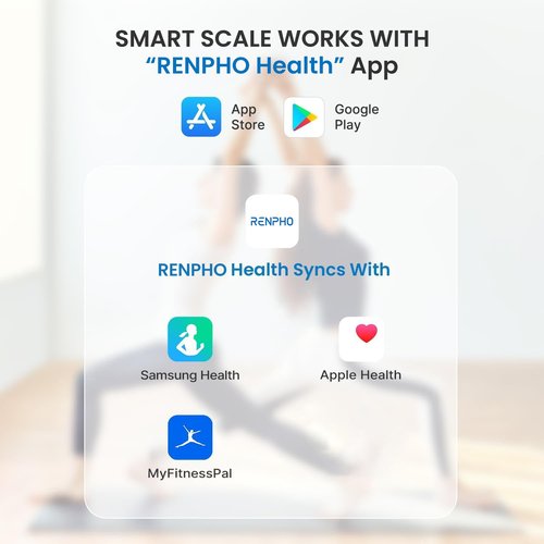 RENPHO Smart Scale for Body Weight, Type-C Rechargeable Digital Bathroom Scale, Electronic 13 Body Composition Monitor with Smartphone App, 400 lbs, Black, Elis 1 (11 inch)