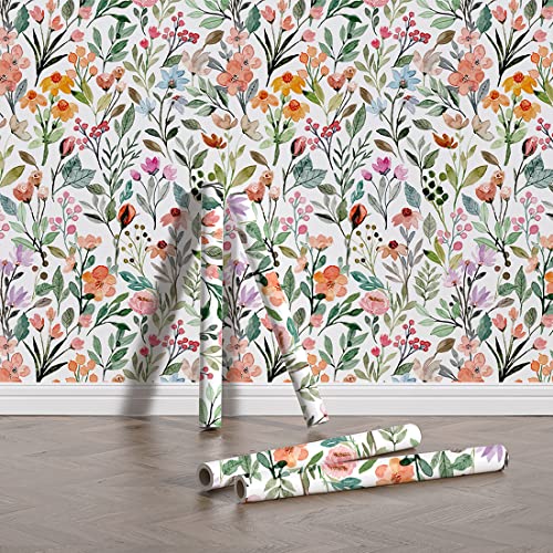 Self-Adhesive Watercolor Floral Contact Paper - 17.7x117 Inches