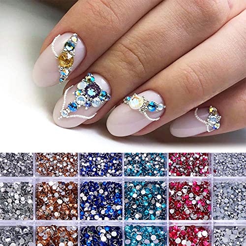3000pcs Flatback Rhinestones Light Blue & Sapphire Resin Gems for Crafts