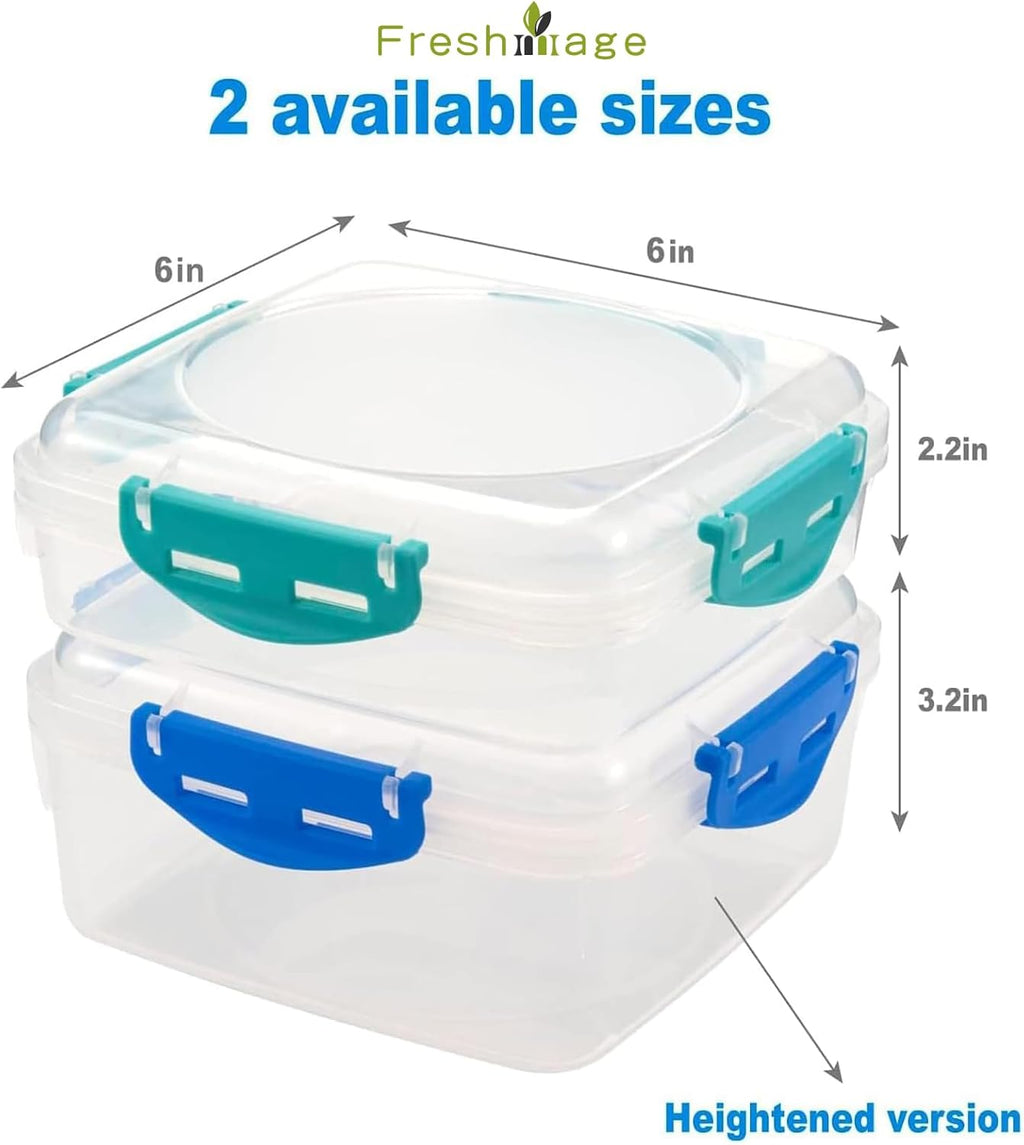 Skiennix 4 PCS Sandwich Containers - 100% Airtight, BPA-Free & Microwave Safe | Upgraded Snaps, 2 Heightened & 2 Standard