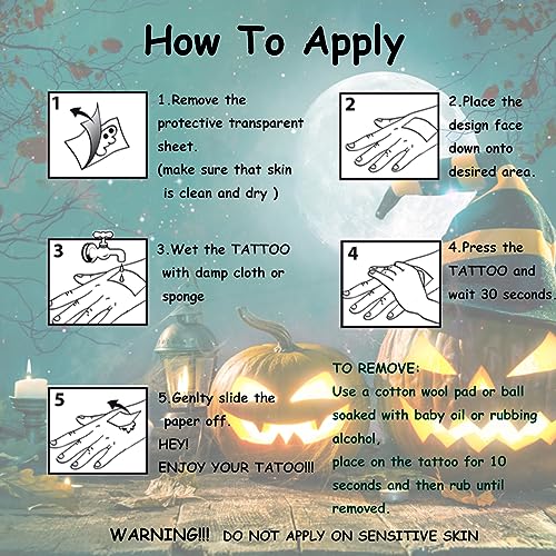 CHARLENT Kids Halloween Full Arm Temporary Tattoos - 11 Sheets