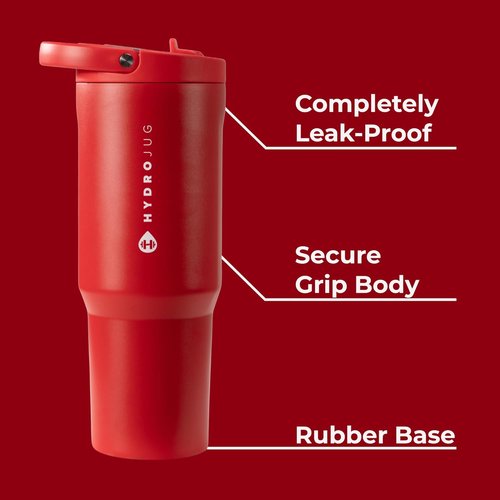 HydroJug Sport - 32oz Stainless Steel Tumbler with Straw | Vacuum Insulated & Leakproof, Ergonomic Design