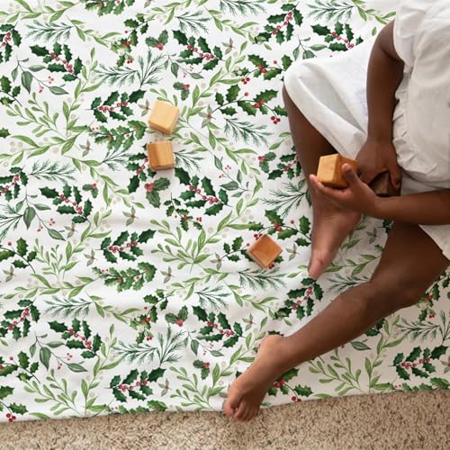 Baby Swaddle Blanket Christmas Holly Berry Foliage Leaf 30x40in - Gender Neutral Mink & Plush