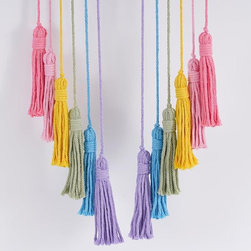 Honcas Rainbow Macrame Wall Hanging - Hand-Woven Cotton Tassel Tapestry Decor for Baby Room, Nursery, and Home Decor (Pink Rainbow)