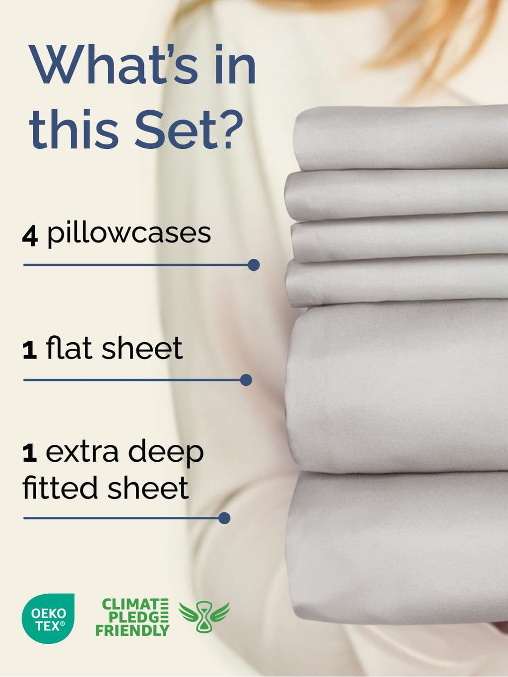 Skiennix Extra Deep Full Sheet Set - 6 Piece Breathable Cooling Sheets - Hotel Luxury Bedding in French Grey