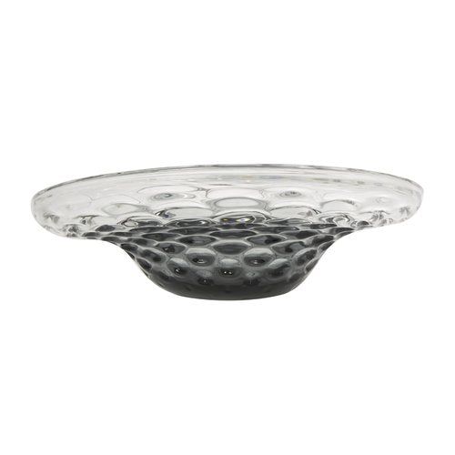 Deco 79 Glass Handmade Decorative Decorative Bowl Abstract Wavy Ombre Decorative Container with Bubble Texturing, Decorative Keepsake Box 19" x 15" x 6", Black