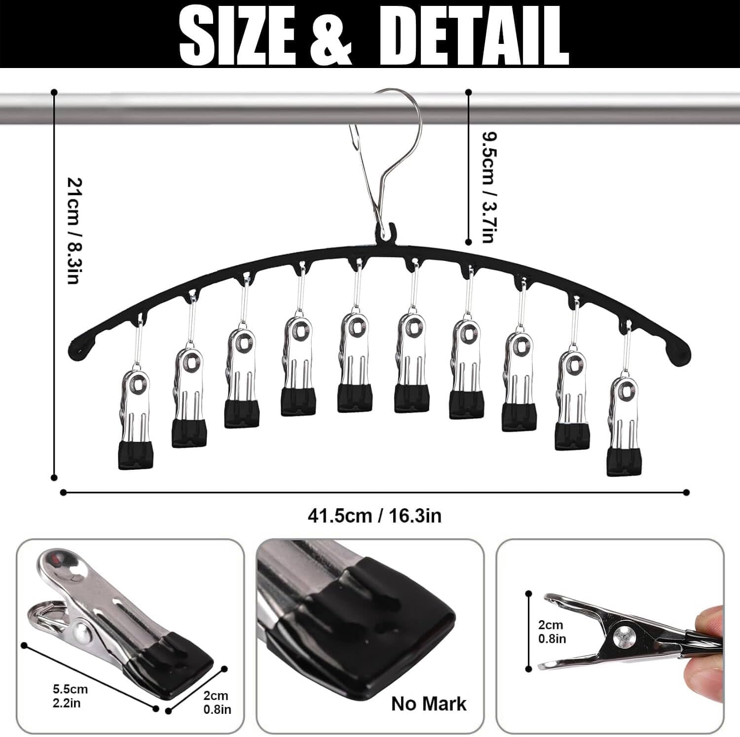 Skiennix Legging Organizer - Space-Saving Metal Hangers with Clips for Closet | 3-Pack, Black