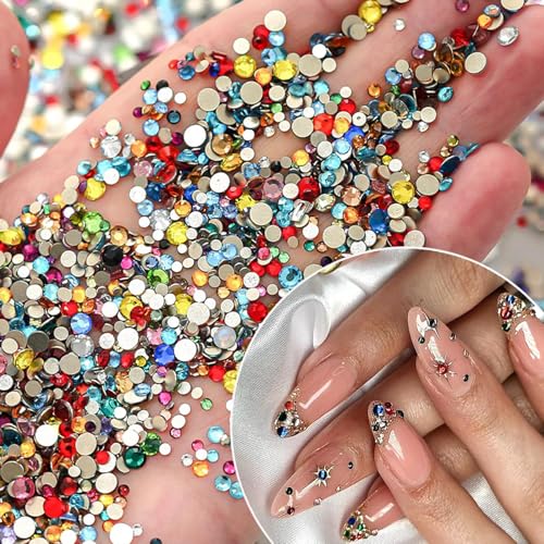 1140Pcs Colorful Nail Rhinestones 3D Flat Back Gems for Acrylic Art