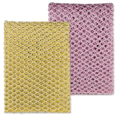 Olivia Tree Non-Scratch Glitter Dish Wash Net, Heavy-Duty Scrubber, 4-Pack