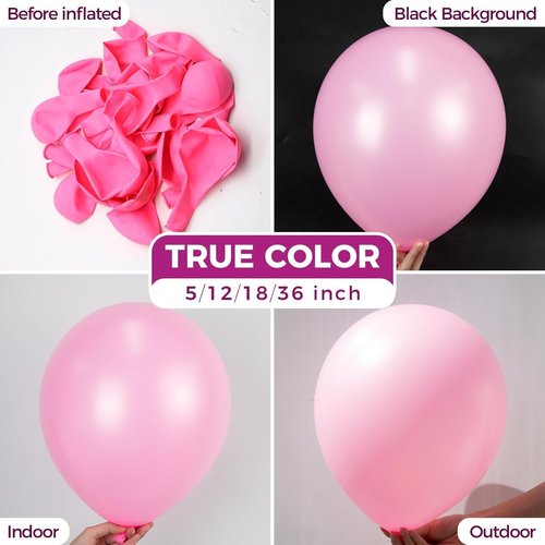 Bezente Pink Balloons - 100 Pack 12-Inch Round Latex Balloons for Valentine's Day & Parties