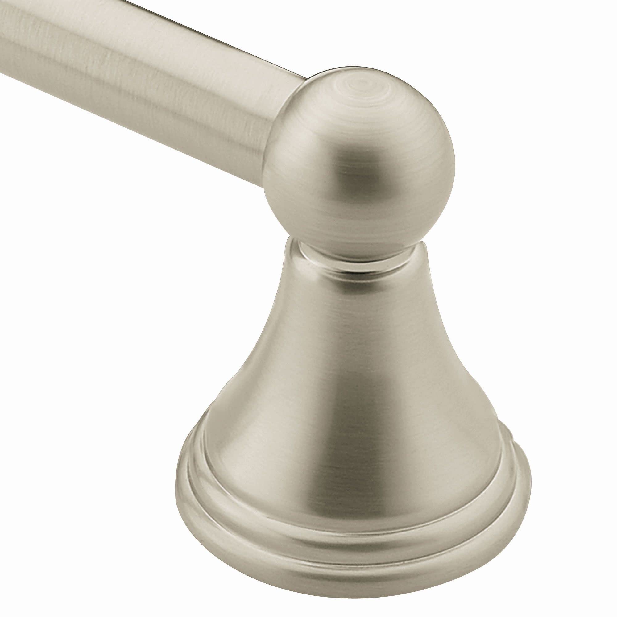 Moen Preston Brushed Nickel 24-Inch Single Wall Mounted Bathroom Towel Bar, DN8424BN