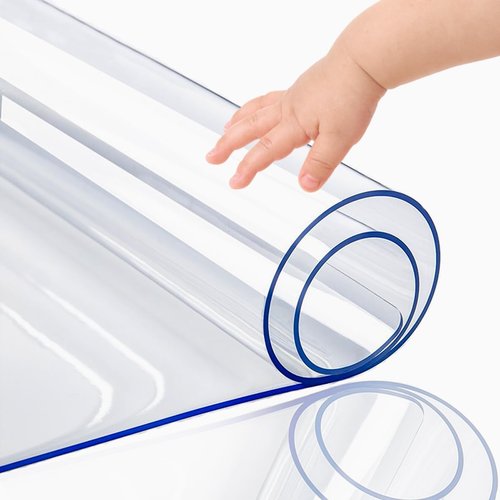 40x90 Inch New Version Clear PVC Table Cover Protector 1.5mm Thick Waterproof Heat Resistant Table Pad for Dining Room Table Plastic Vinyl Desk Pad Mat for Night Stand Dresser End Table Writing Desk