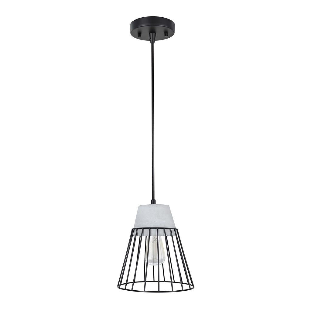 Aspen Creative 61128-11, One-Light Hanging Mini Pendant Ceiling Light, Transitional Design in Cement Finish, 7-1/2" Wide