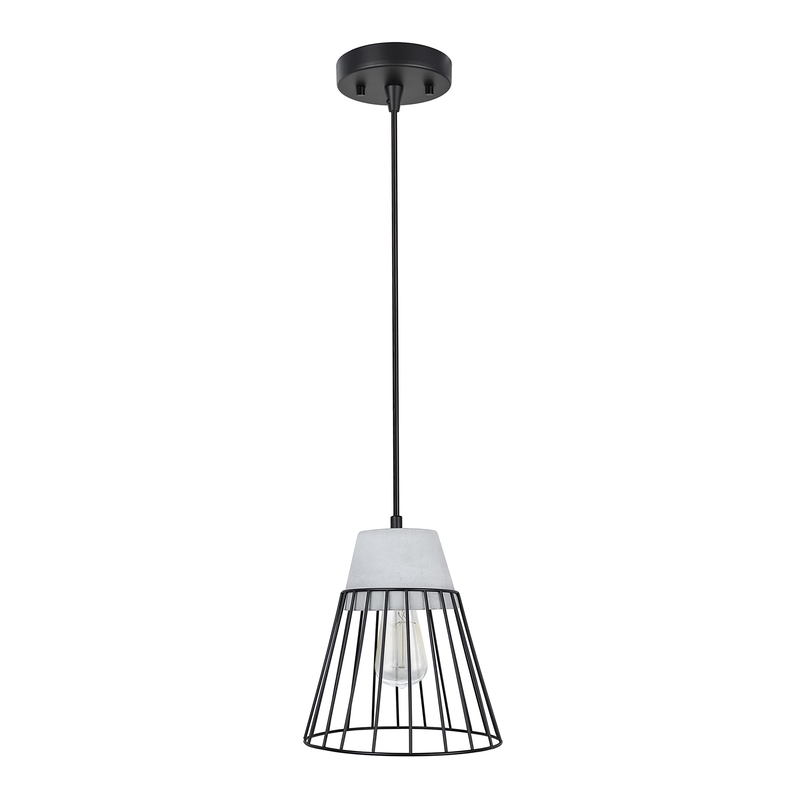 Aspen Creative 61128-11, One-Light Hanging Mini Pendant Ceiling Light, Transitional Design in Cement Finish, 7-1/2" Wide