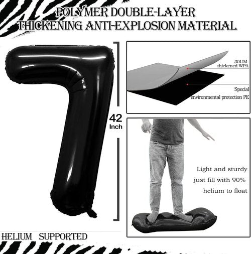 GOER 27th Birthday Balloons - 42 Inch Jumbo Foil Helium Balloons for Stunning Party Decor (Black)