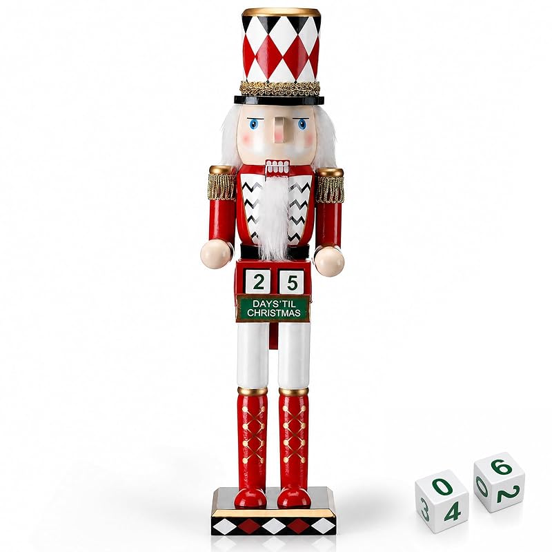 RattanView 15-inch Wooden Nutcracker Advent Calendar