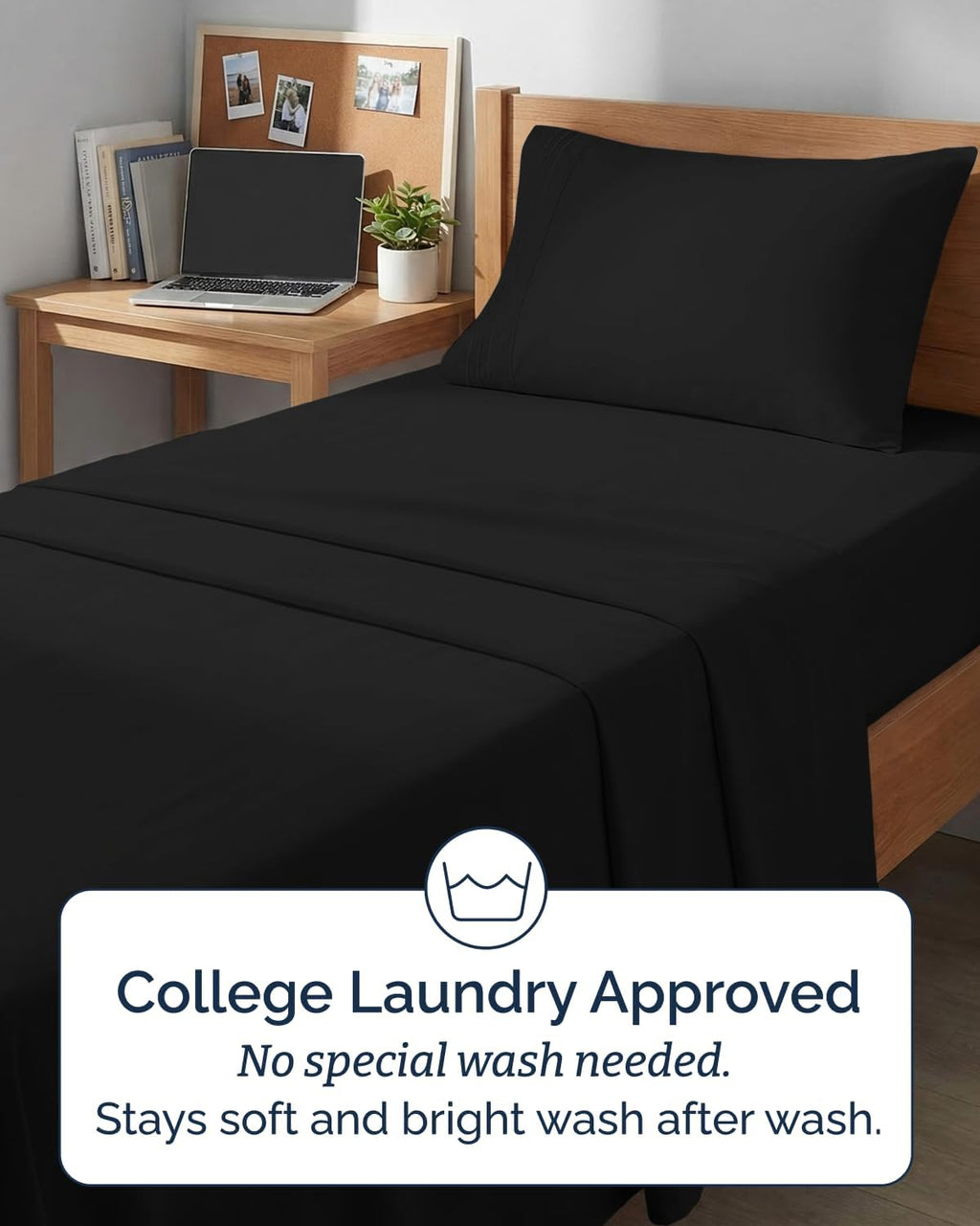 Skiennix Twin XL Sheet Set - Comfy Cooling Bed Sheets - Ultra-Soft, Deep Pockets, Wrinkle-Free - Black