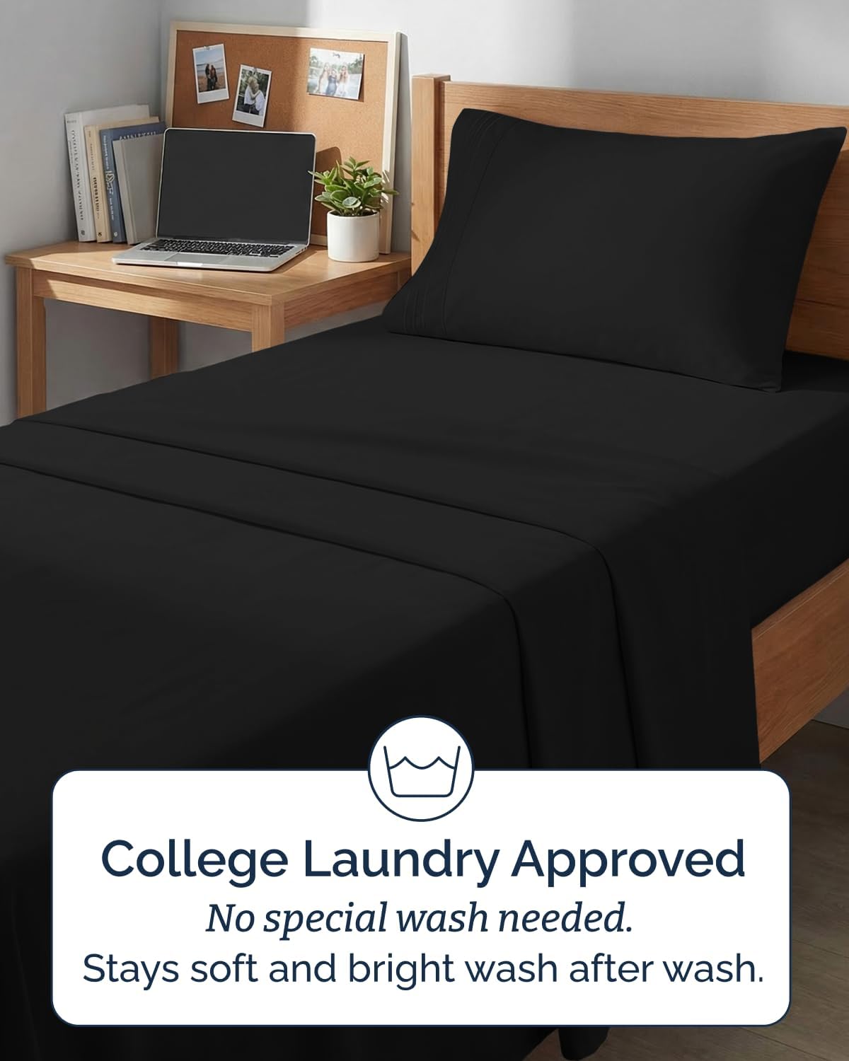 Skiennix Twin XL Sheet Set - Comfy Cooling Bed Sheets - Ultra-Soft, Deep Pockets, Wrinkle-Free - Black