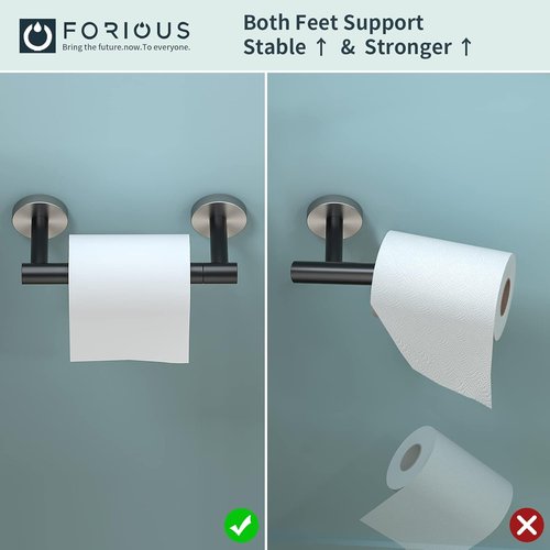 FORIOUS Toilet Paper Holder - Rustproof Stainless Steel Double Post Design | Matte Black Finish