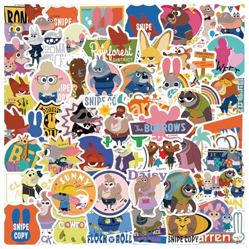 Zootopia Vinyl Stickers - 50Pcs Water-Resistant Decals for Laptops & Water Bottles