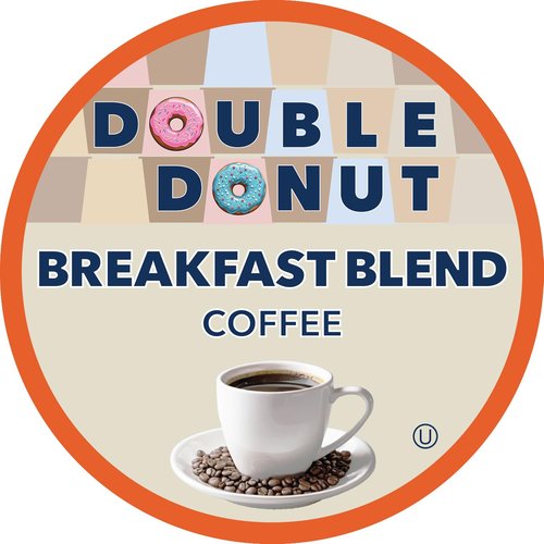 Double Donut Coffee - Breakfast Blend Light Roast Coffee Pods | 80 Recyclable Single-Serve Pods for Keurig