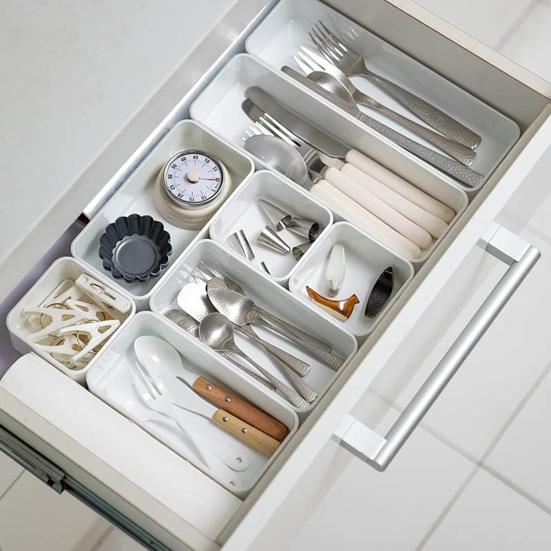 RAUVOLFIA Plastic Drawer Organizers Set - Versatile 3-Size Storage Bins for Makeup, Bathroom & Office